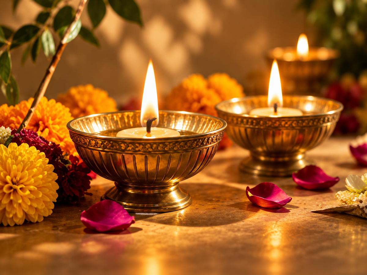 Festive oil lamps